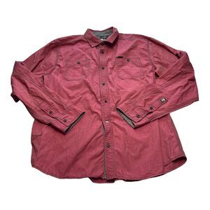 Buffalo by David Bitton Shirt Men's XL Red Cotton Pockets Long Sleeve Button-Up
